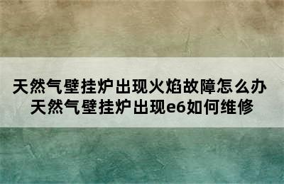 天然气壁挂炉出现火焰故障怎么办 天然气壁挂炉出现e6如何维修